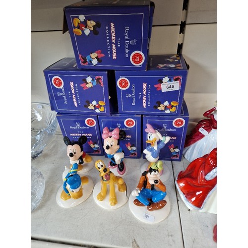 646 - Royal Doulton Mickey Mouse Collection six figures with boxes