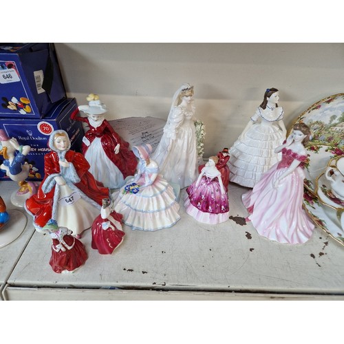 647 - Five Royal Doulton figurines and five Coalport figurines. Large Rachel signed Peter A Gee HN2936; Da... 