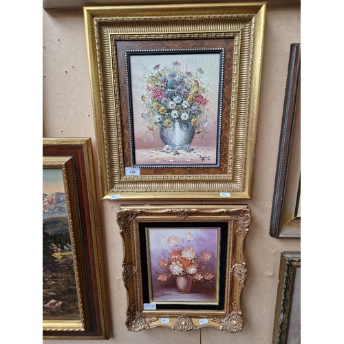 798 - Two still life oil paintings of flowers, one on canvas and one on board signed Robert Cox, each fram... 