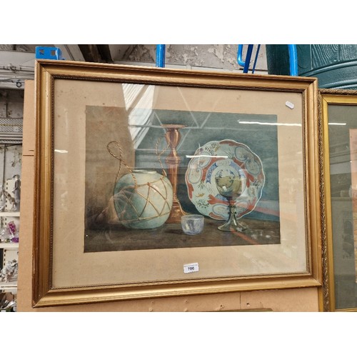 786 - Early 20th century school, watercolour, still life, indistinctly signed, framed and glazed.