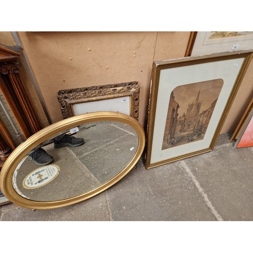 793 - A picture and a gilt framed mirror.