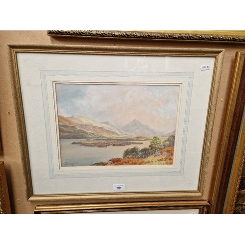 791 - G Trevor (British, early 20th century), watercolour, landscape scene, signed to lower left, framed a... 