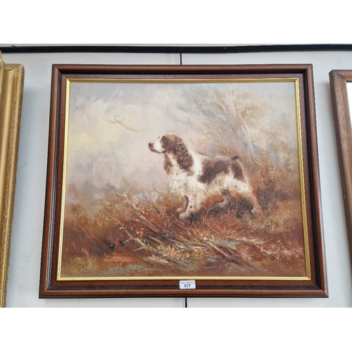 827 - Eugene Kingman (American, 1909-1975), oil on canvas, springer spaniel, 60cm x 50cm, signed to lower ... 