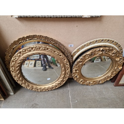 803 - Four vintage convex mirrors.