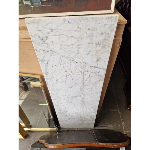 822 - A Carrera marble table/counter top. approx 46cm x 137cm