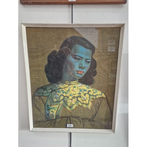 833 - After Tretchikoff, 'Chinese Girl', mid 20th century print, 50cm x 60cm, framed and glazed.