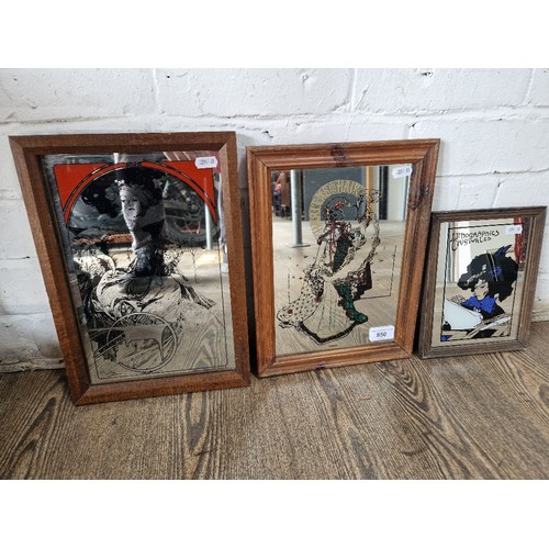 850 - Three decorative/advertising mirrors.