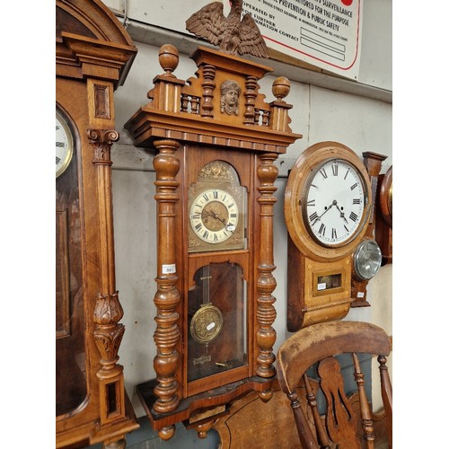 881 - A Gustav Becker Vienna wall clock, the dial and pendulum marked GB with anchor.