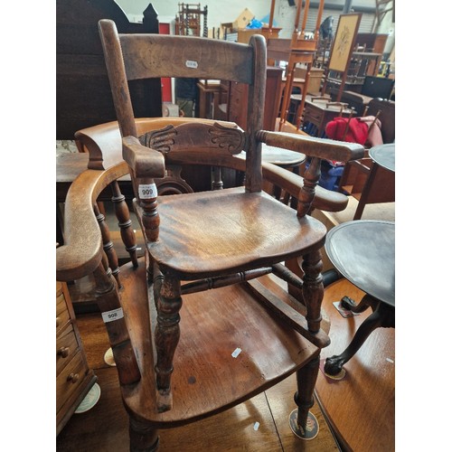 909 - A19th century beech child's rocking chair.