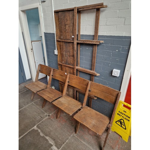 920 - Two sets of early 20th century folding theatre seats.