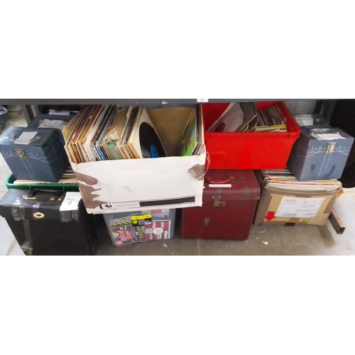 87 - Various boxes and cases box of LP records and tapes and singles (6 boxes records, 5 cases singles, 1... 