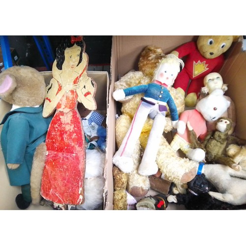 114 - 2 boxes of soft toys including Merrythought, Farnell etc