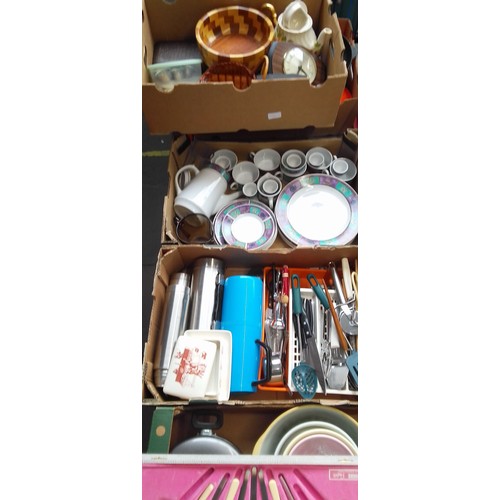 166 - 4 boxes of household items including ceramics and kitchen ware