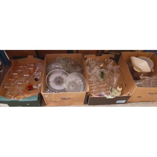 175 - 4 boxes of glassware including drinking glasses, vases, bowls etc