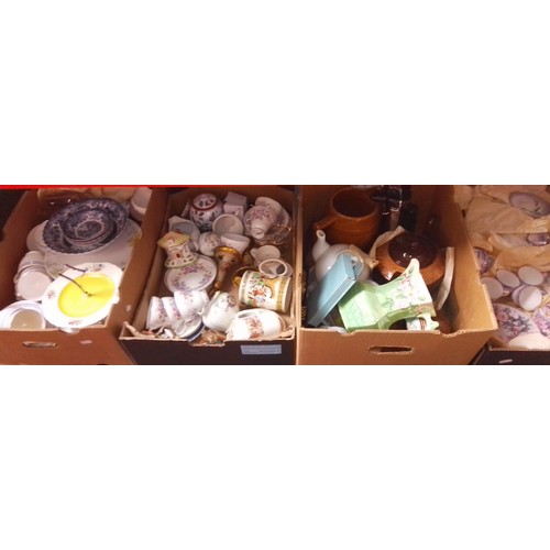 174 - 4 boxes of assorted pottery including jugs, oriental tea ware etc