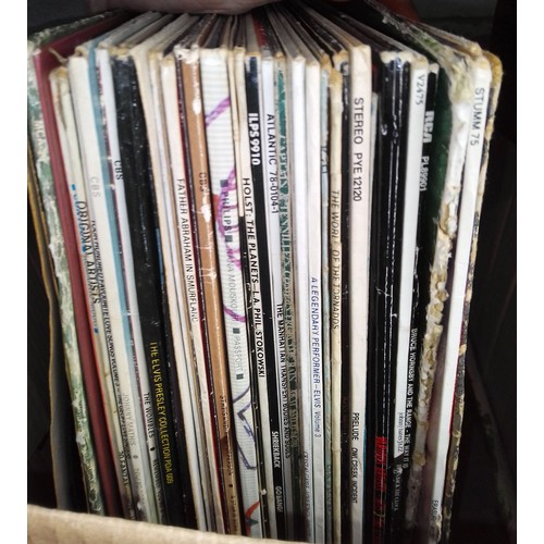 197 - A box of vinyl LP records, rock and pop including Queen, The Police, Madonna, Erasure, Adam Ant, etc... 