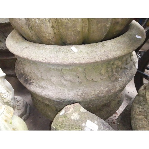 226 - A pair of large concrete garden planters with grape decoration to outside