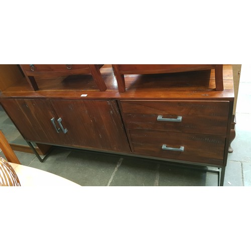 939 - An industrial style hardwood sideboard, length 160cm.