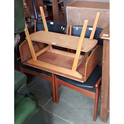 966 - A pair of Dyrlund chairs and a retro drop leaf coffee table.