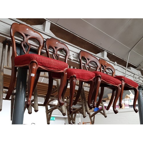 983 - A set of four Victorian mahogany dining chairs with cabriole legs.