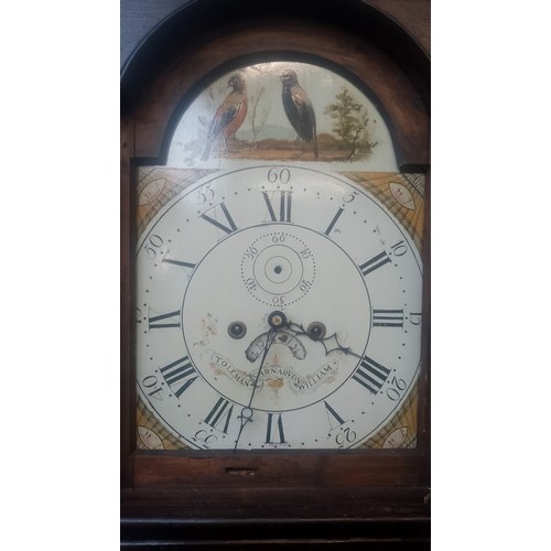 874 - A 19th century eight day oak longcase clock with weights and pendulum, the dial marked 'William Tole... 