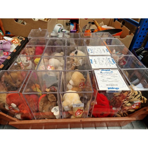 157 - 6 boxes of assorted TY Beanie Babies to include Princess Diana, Brittannia bear, Queen Jubilee, boxe... 