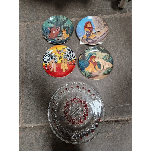 463 - Four boxes of assorted ornaments including collectors plates including Lion King, studio type potter... 