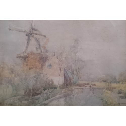 804 - Moffat Peter Lindner (1852-1949), pair of watercolours titled 'A Holland Landscape' and 'The Quay Ya... 