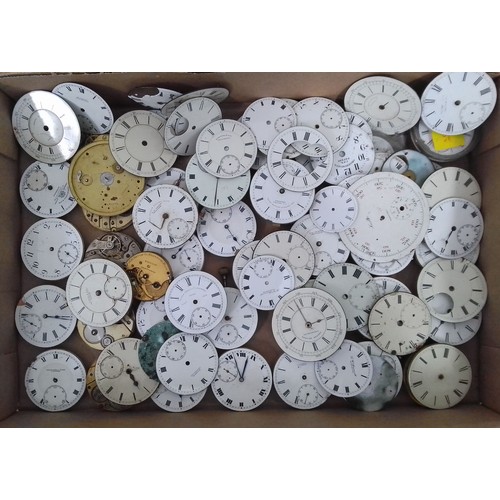 274 - A box of assorted pocket watch movements and dials.