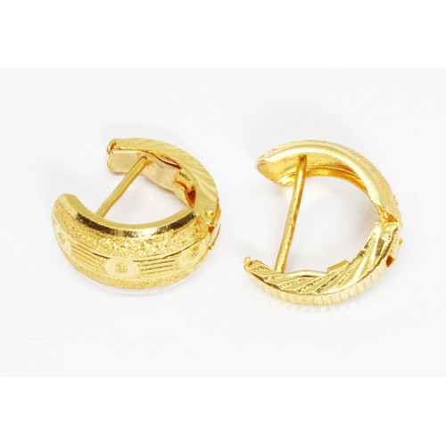 220 - A pair of yellow metal hoop earrings, marked '916', diameter approximately 13mm, weight 3.5g.