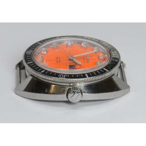 237 - A Bulova Snorkel 666 feet stainless steel diver's watch, circa 1960s, case width 40mm, signed orange... 