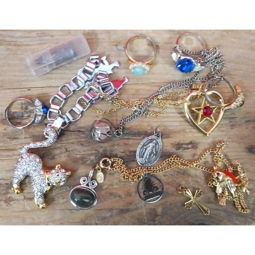 360 - A mixed lot of mostly costume jewellery including 9ct gold cross etc.