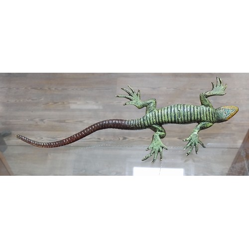 431 - An Austrian cold painted bronze lizard attributed to Franz Xavier Bergman (Austrian 1898-1963), mark... 