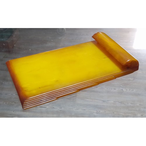 448 - A Carvacraft butterscotch bakelite note pad holder.  approx. 430g