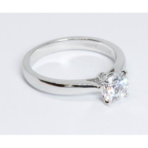 466 - A lab grown diamond solitaire, the round brilliant cut stone weighing 1.02 carats, colour D, clarity... 