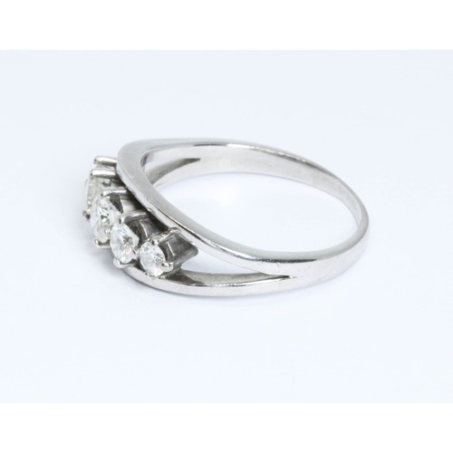 462 - A five stone diamond ring, the round brilliant cut stones weighing approximately 0.07, 0.13, 0.22, 0... 