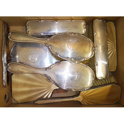 531 - Assorted hallmarked silver dressing table ware.