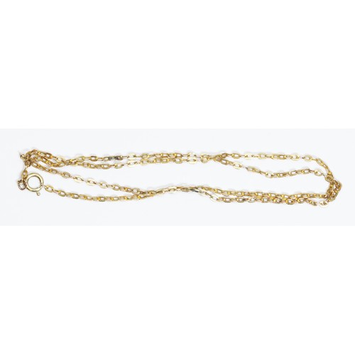 507 - A chain with bolt ring clasp marked '9ct', length 42cm, weight 3.1g.