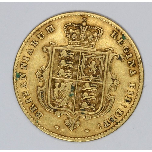 539 - A Victorian 1853 shield back half sovereign.