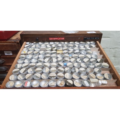 292 - A cabinet of assorted watch spares.