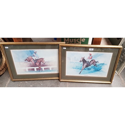 779 - A pair of signed limited edition horse racing prints after Vic Mitchell, signed by the jockey Jonjo ... 