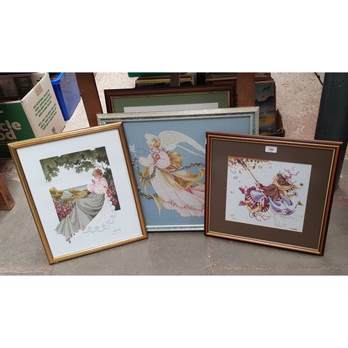 780 - Five framed needlework pictures.