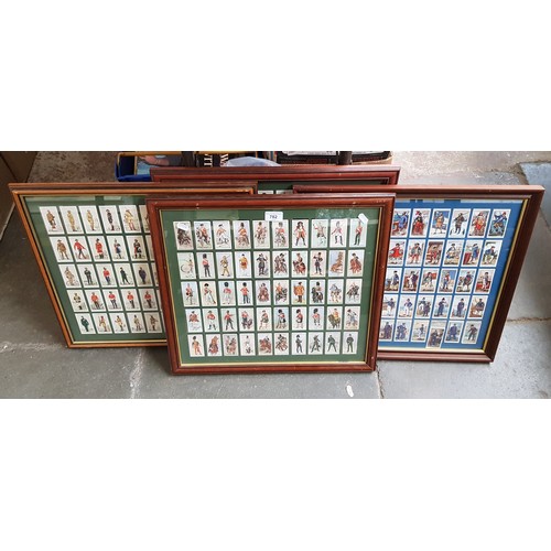 782 - Four framed sets military themed cigarette cards.