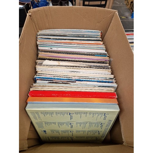 142 - A box of vinyl LP records, pop, rock & dance including Blondie, Inner City, Wings, Chris Rea, Elvis,... 