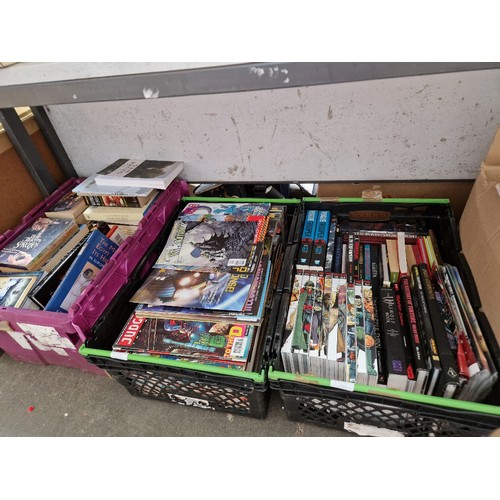 150 - Three boxes of comics, fantasy fiction, myths and legends etc.