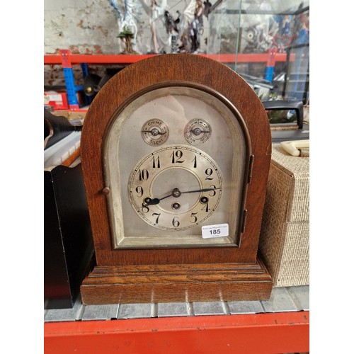 185 - A steel dial mantle clock.