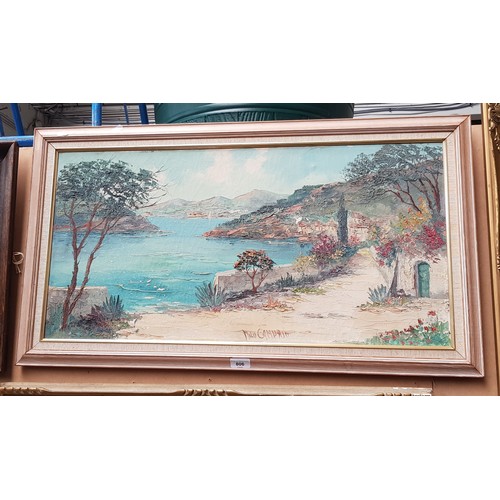 806 - Milo Camprio (Italian, 20th century), landscape, oil on canvas, signed bottom central, 40cm x 79cm, ... 