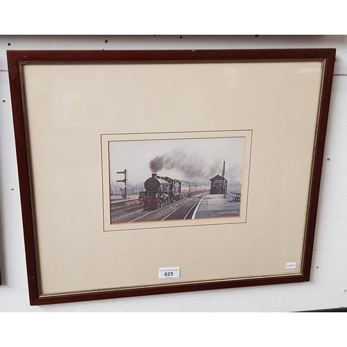 825 - C D Holland (British, 20th century), watercolour, railway scene with steam locomotive, 23cm x 15cm, ... 