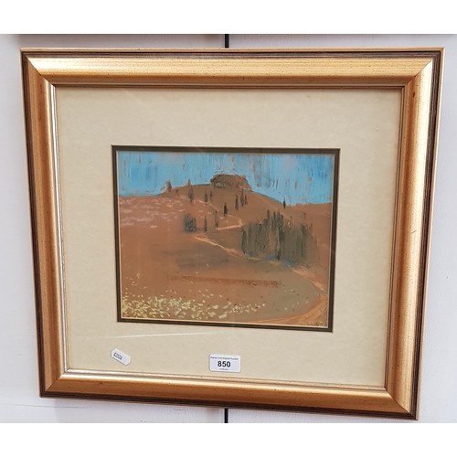 850 - Attributed to Harold Riley (British, 1934-2023), watercolour and pastel, landscape scene, 25cm x 20c... 