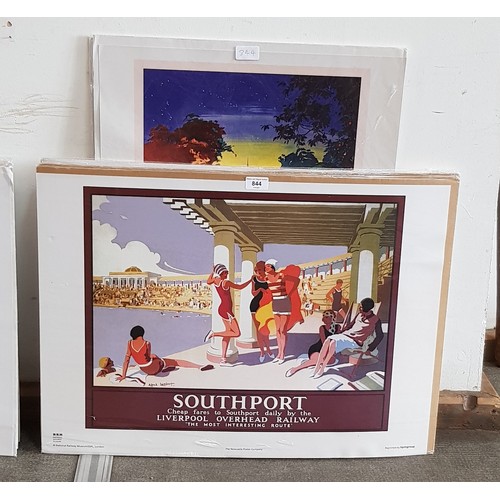 844 - Six National Railway Museum travel and railway posters for Southport, 50cm x 70cm each.